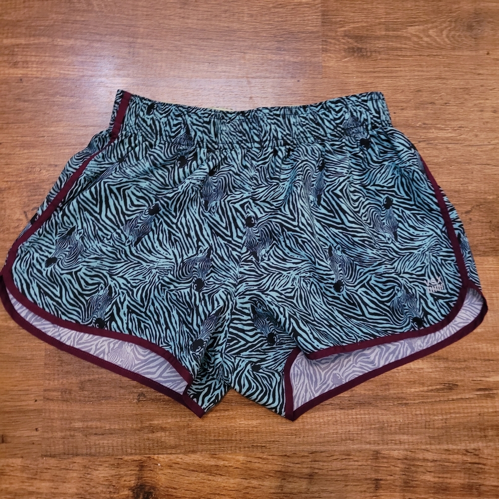 Victorias Secret Running Shorts Zebra Print Green Purple VSX Sport The Player XS